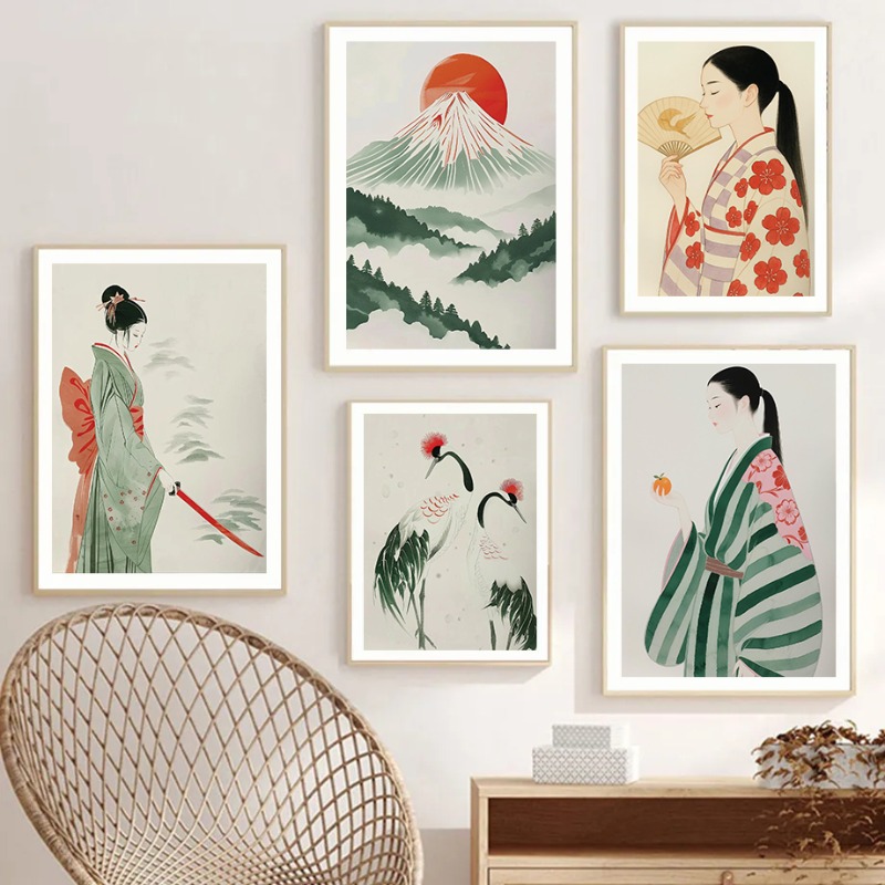 Monte Fuji & Crane Stampa da p - Japanese Traditional Lifestyle recensione e prezzo